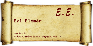 Erl Elemér névjegykártya